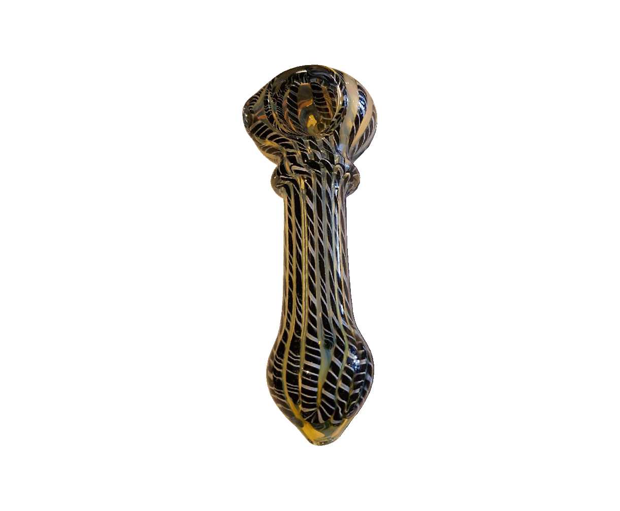 Inside Out Fumed Laticino Striped Glass Hand Pipe - 4.5"