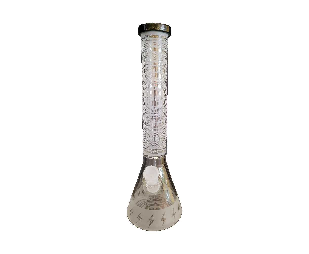 Cheech 16" Sandblasted Flat Mouth Gear Design Water Pipe - 7mm