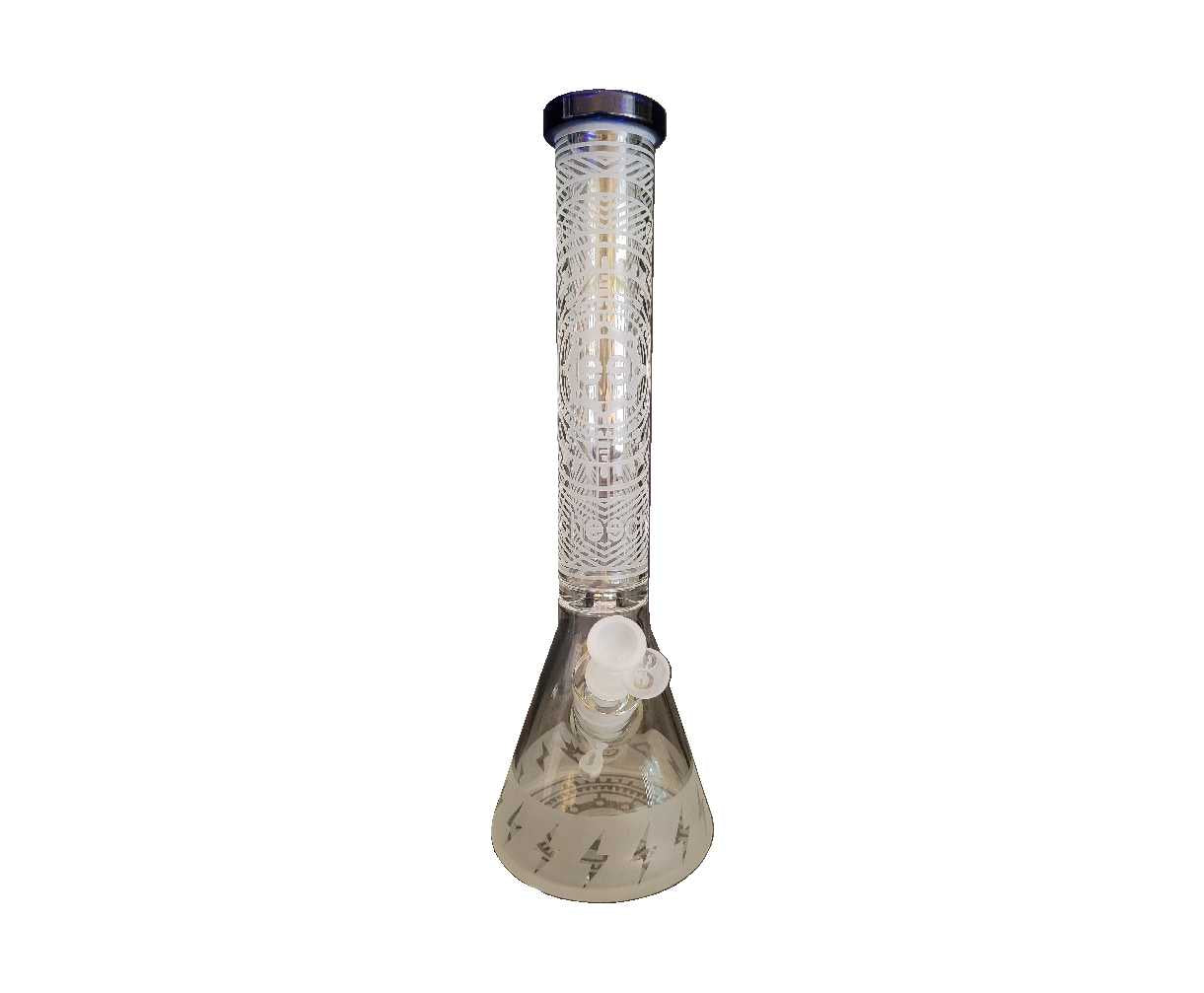 Cheech 16" Sandblasted Flat Mouth Gear Design Water Pipe - 7mm