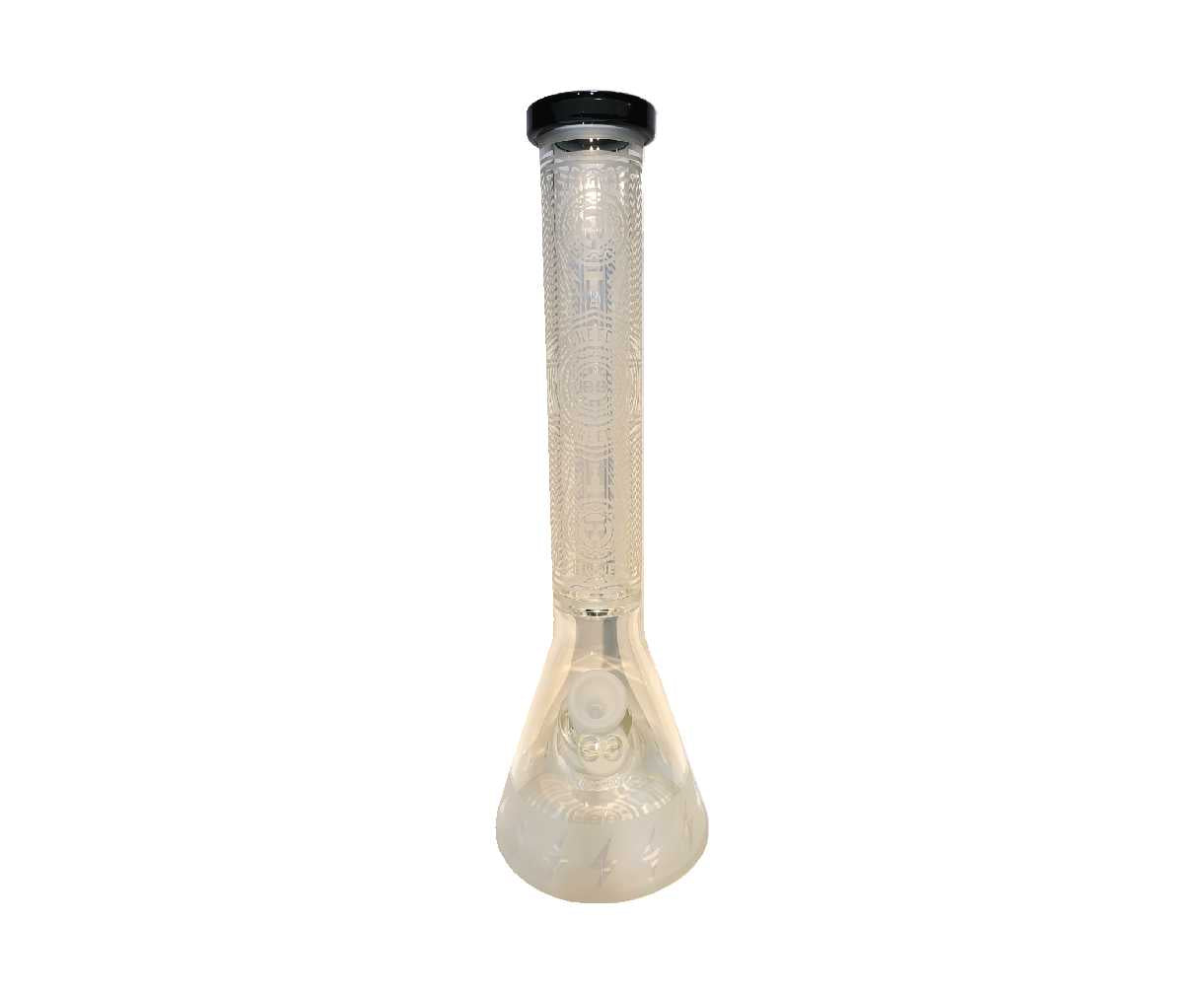 Cheech 16" Sandblasted Flat Mouth Wavy Gear Design Water Pipe - 7mm