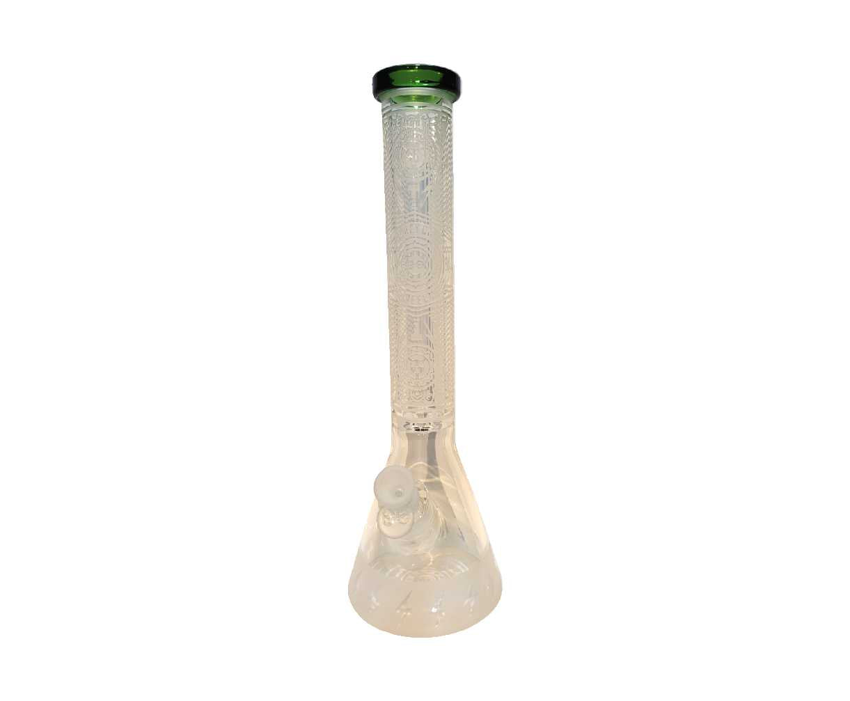 Cheech 16" Sandblasted Flat Mouth Wavy Gear Design Water Pipe - 7mm